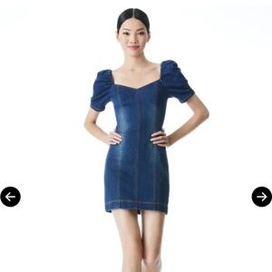 Alice + Olivia Blue Puff Sleeve Mini Dress